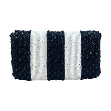 Load image into Gallery viewer, BLACK & WHITE BIG STRIPE BEADED CLUTCH