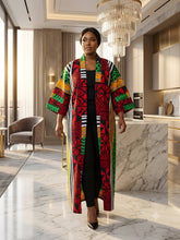 Load image into Gallery viewer, Red Green Black White African Long Kimono | Robe | Duster | One Size