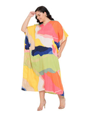 Load image into Gallery viewer, GYPSIE BLU Abstract Polyester Women Plus Size Kaftan Maxi Length