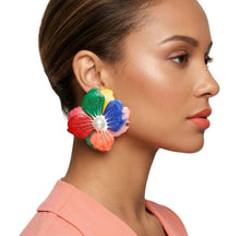 Load image into Gallery viewer, Multi Oversized Stud Painted Petal Flower Earrings
