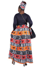 Load image into Gallery viewer, Black White Red Orange African Long Maxi Skirt With Handbag | One Size
