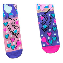 Load image into Gallery viewer, Plush Puppy Fashion Socks – Pink &amp; Purple 3D Fluffy Ear Crew Socks
