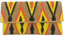 Load image into Gallery viewer, ORANGE/YELLOW IKAT BEADED CLUTCH
