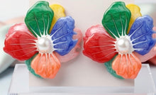 Load image into Gallery viewer, Multi Oversized Stud Painted Petal Flower Earrings

