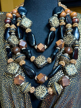 Load image into Gallery viewer, MSK Woman Gold Black Dress Sz 2X with Statement Necklace
