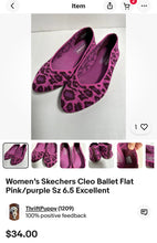 Load image into Gallery viewer, Skechers Air Cooled Memory Foam Flats Women’s Magenta Leopard Print Sz 9.5
