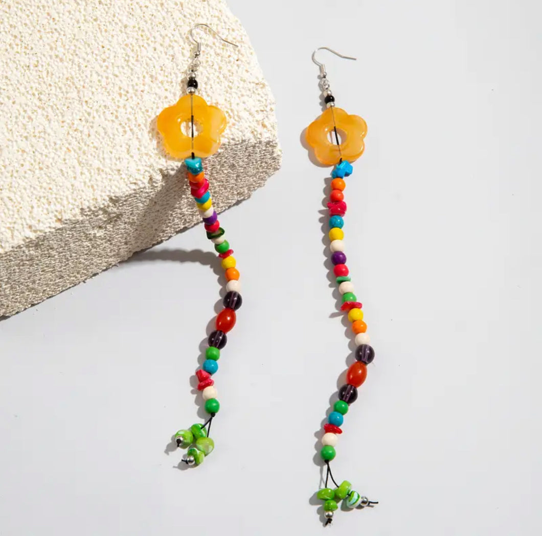 Beaded Long Dangle Earrings