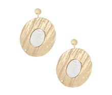 Load image into Gallery viewer, Drop Dramatic Large Gold Oval Rhinestone Inset Earrings
