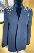 Load image into Gallery viewer, H&amp;M Black Silver Stud Shoulder Blazer Sz 12
