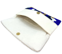 Load image into Gallery viewer, Royal Blue, Gold, and White Camouflage Clutch
