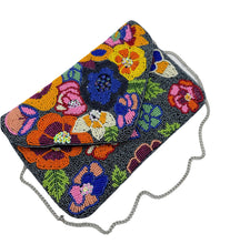 Load image into Gallery viewer, Multi-Color Spring Florals Velvet Beaded Clutch
