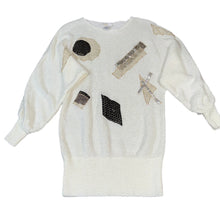 Load image into Gallery viewer, Vtg Lily of California Patch Abstract Ivory Sweater Fit 10/12
