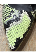 Load image into Gallery viewer, Jessica Simpson Snakeskin Neon Green Stiletto Heels Sz 7M
