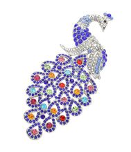 Load image into Gallery viewer, Royal Blue Crystal Peacock Pin Brooch

