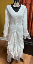 Load image into Gallery viewer, Jerry T Vintage White Crinkle Ruffle Dress Sz XL
