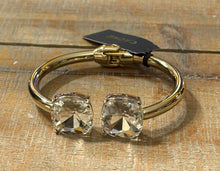 Load image into Gallery viewer, Cache Gold Tone Crystal Hinged Cuff Bracelet
