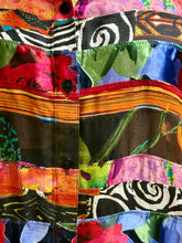 Load image into Gallery viewer, Chico’s Mixed Print Silk Sheer Blouse Sz L
