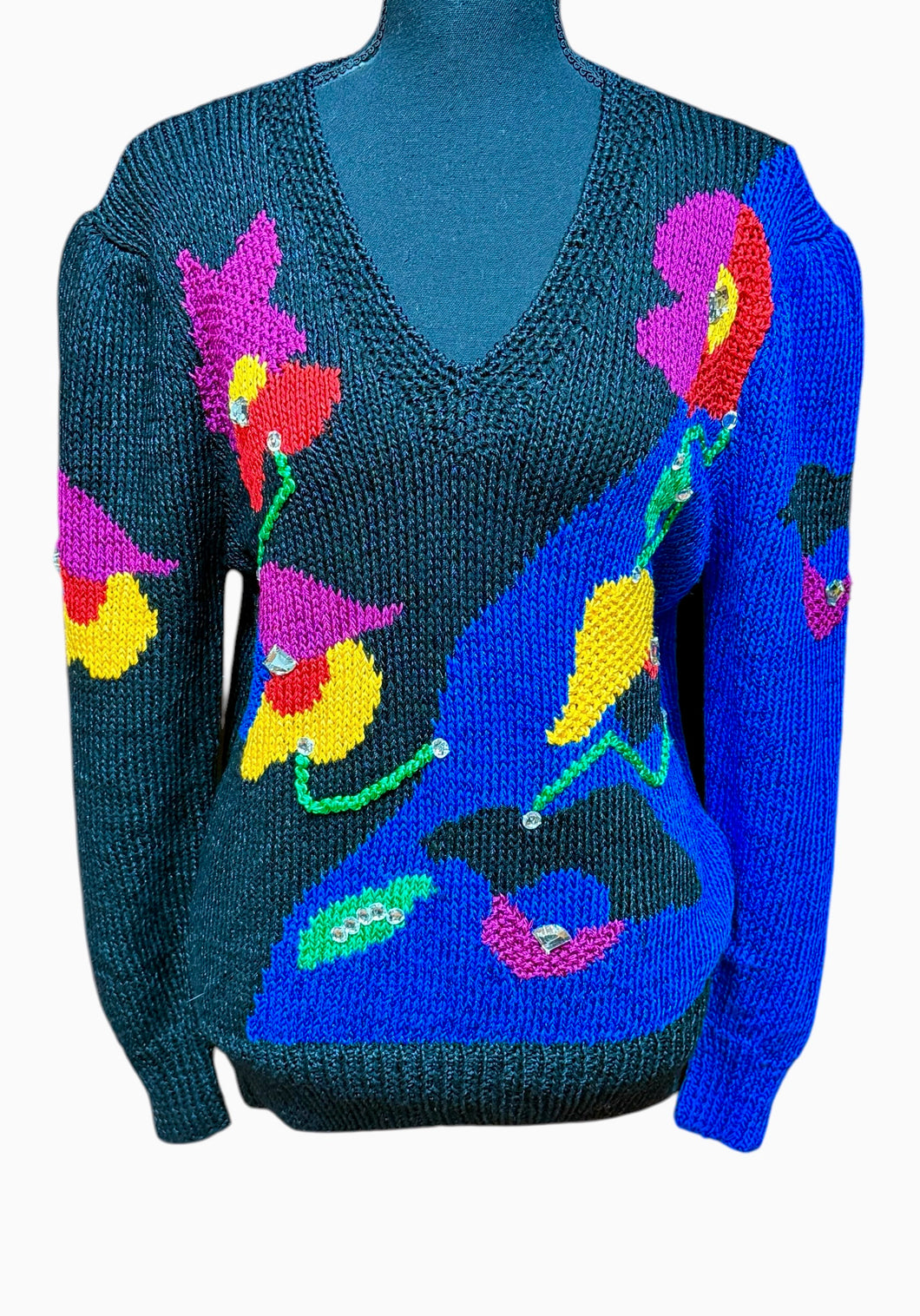 Nannell VTG Multicolor Sweater with Rhinestones Sz L