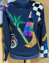 Load image into Gallery viewer, OS International Sequin Sweater Fit Sz S

