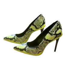 Load image into Gallery viewer, Jessica Simpson Snakeskin Neon Green Stiletto Heels Sz 7M
