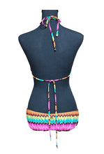 Load image into Gallery viewer, COOGI One Piece Swimsuit XL Multicolor Chevron Cutout Halter Monokini
