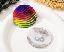 Load image into Gallery viewer, Irregular Round Rainbow Wave Print Post Earrings
