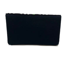 Load image into Gallery viewer, Black &amp; Fuchsia Ikat Beaded Clutch
