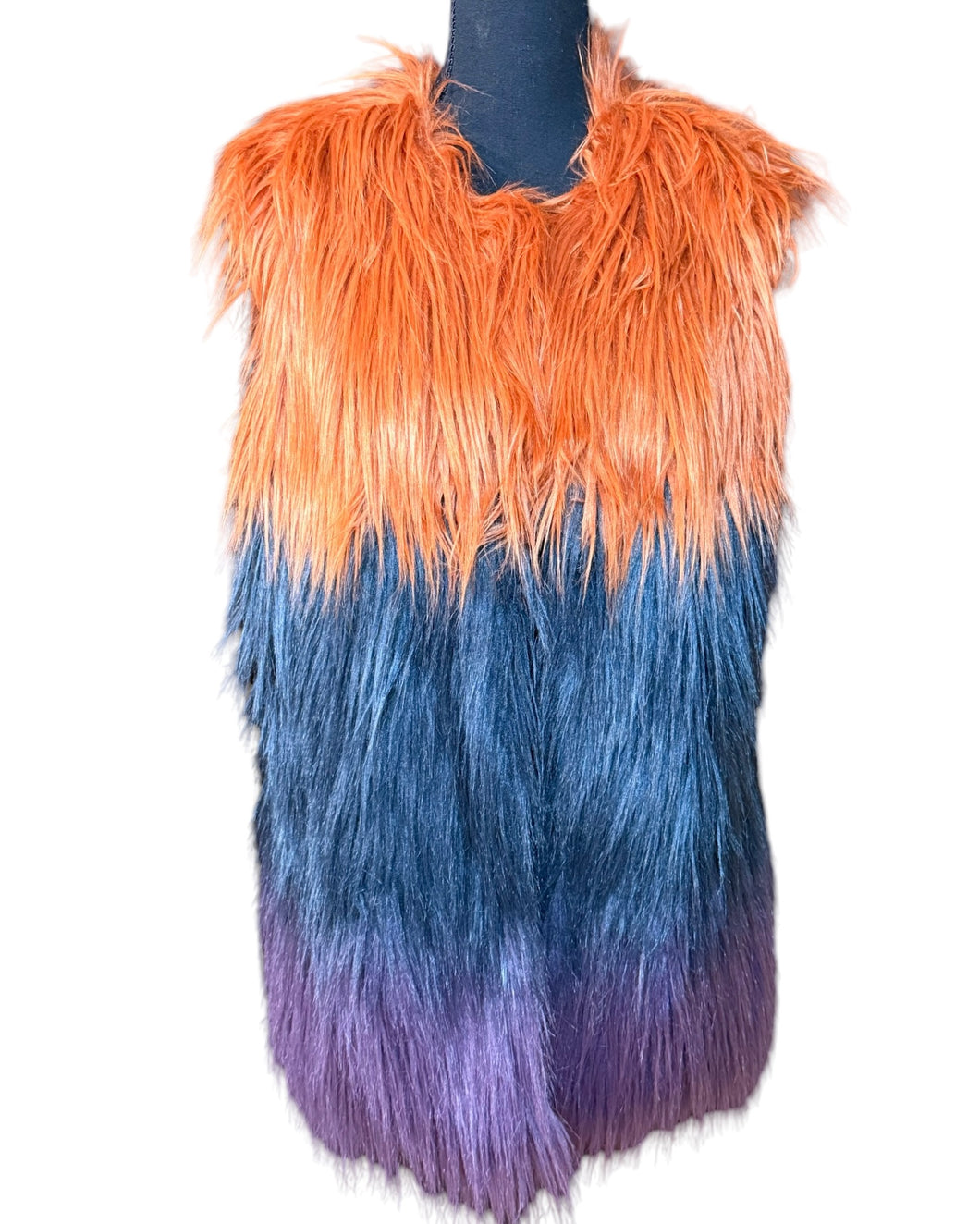 Fever Womens Multicolor Faux Fur Sleeveless Vest Sz M