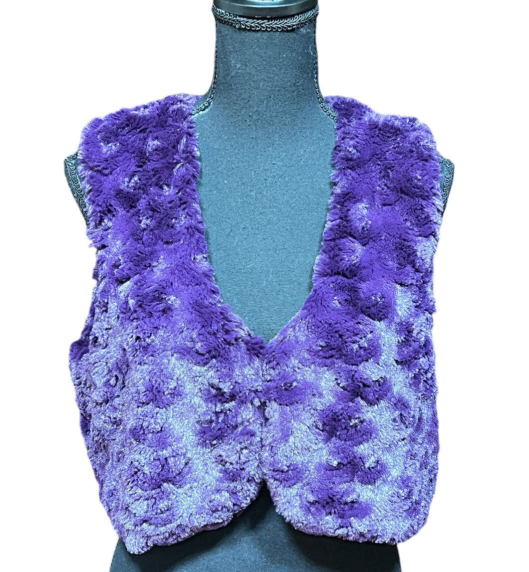 Apt 9 Purple Faux Fur Hook Front Sleeveless Bolero Shrug Sz S/M