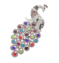 Load image into Gallery viewer, Purple Multi Crystal Peacock Pin Brooch
