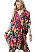 Load image into Gallery viewer, Abstract Multi Viscose Kimono OS
