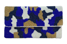 Load image into Gallery viewer, Royal Blue, Gold, and White Camouflage Clutch
