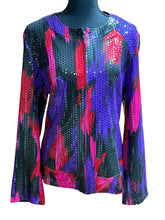 Load image into Gallery viewer, Choices Pink Purple Red Black Abstract Jacket Sz L
