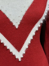 Load image into Gallery viewer, Yarnworks Petite M Red White Pearls VTG Sweater Dress
