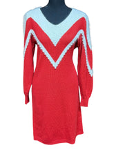 Load image into Gallery viewer, Yarnworks Petite M Red White Pearls VTG Sweater Dress
