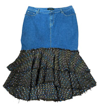 Load image into Gallery viewer, Ashley Stewart Denim Fabric Skirt Sz 16
