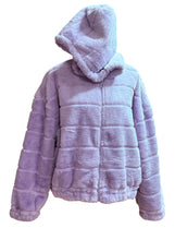 Load image into Gallery viewer, Stella Tweed Lavender Faux Fur Jacket Sz XL

