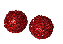 Load image into Gallery viewer, Large Round Red Rhinestone Post Earrings
