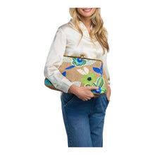 Load image into Gallery viewer, Lime Blue Grace Novelty Oversized Clutch: Cool Lagoon Raffia

