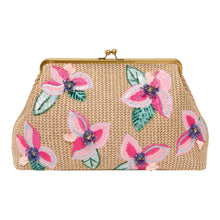 Load image into Gallery viewer, Pink Grace Novelty Oversized Clutch: Playful Petals Raffia
