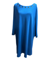 Load image into Gallery viewer, Chicos Blue Pewter Grommet Dress Sz 20/22

