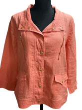 Load image into Gallery viewer, Chico’s Coral Linen Shacket Sz M
