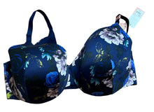 Load image into Gallery viewer, Cacique Navy Floral Full Coverage Bra Sz 46G

