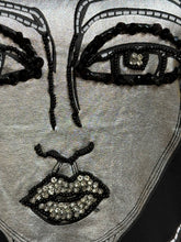 Load image into Gallery viewer, Black Silver Metallic Face Beaded Tee Sz S
