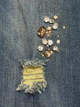 Load image into Gallery viewer, Kari Blue Distressed Rhinestone Jeans Sz 16

