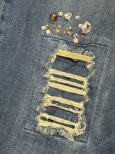 Load image into Gallery viewer, Kari Blue Distressed Rhinestone Jeans Sz 16
