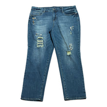 Load image into Gallery viewer, Kari Blue Distressed Rhinestone Jeans Sz 16
