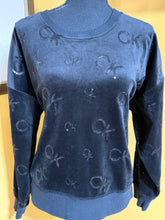 Load image into Gallery viewer, Calvin Klein Velvet Sequin Letters Sweat Shirt Sz L
