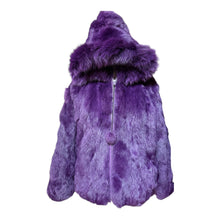 Load image into Gallery viewer, Che-Bella Purple Rabbit Fur Jacket Fit Sz L
