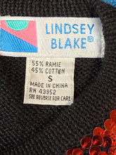 Load image into Gallery viewer, VTG Lindsey Blake Sequined &amp; Beaded Black Sweater Sz S

